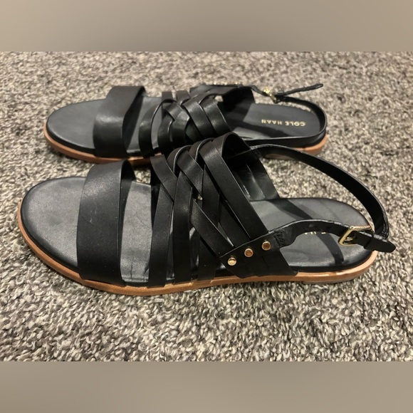 Cole Haan Francie Strappy Slingback Sandal Black Leather Womens size 8.5 - Picture 8 of 11